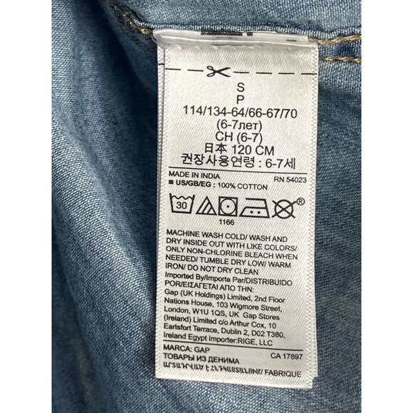 Gap Kids Girls Denim Chambray Button Down Shirt Blue Small S Long Sleeve - Picture 6 of 10